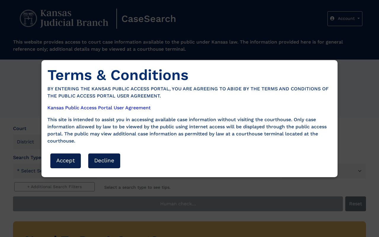 Kansas CaseSearch portal for Republic County docket searches
