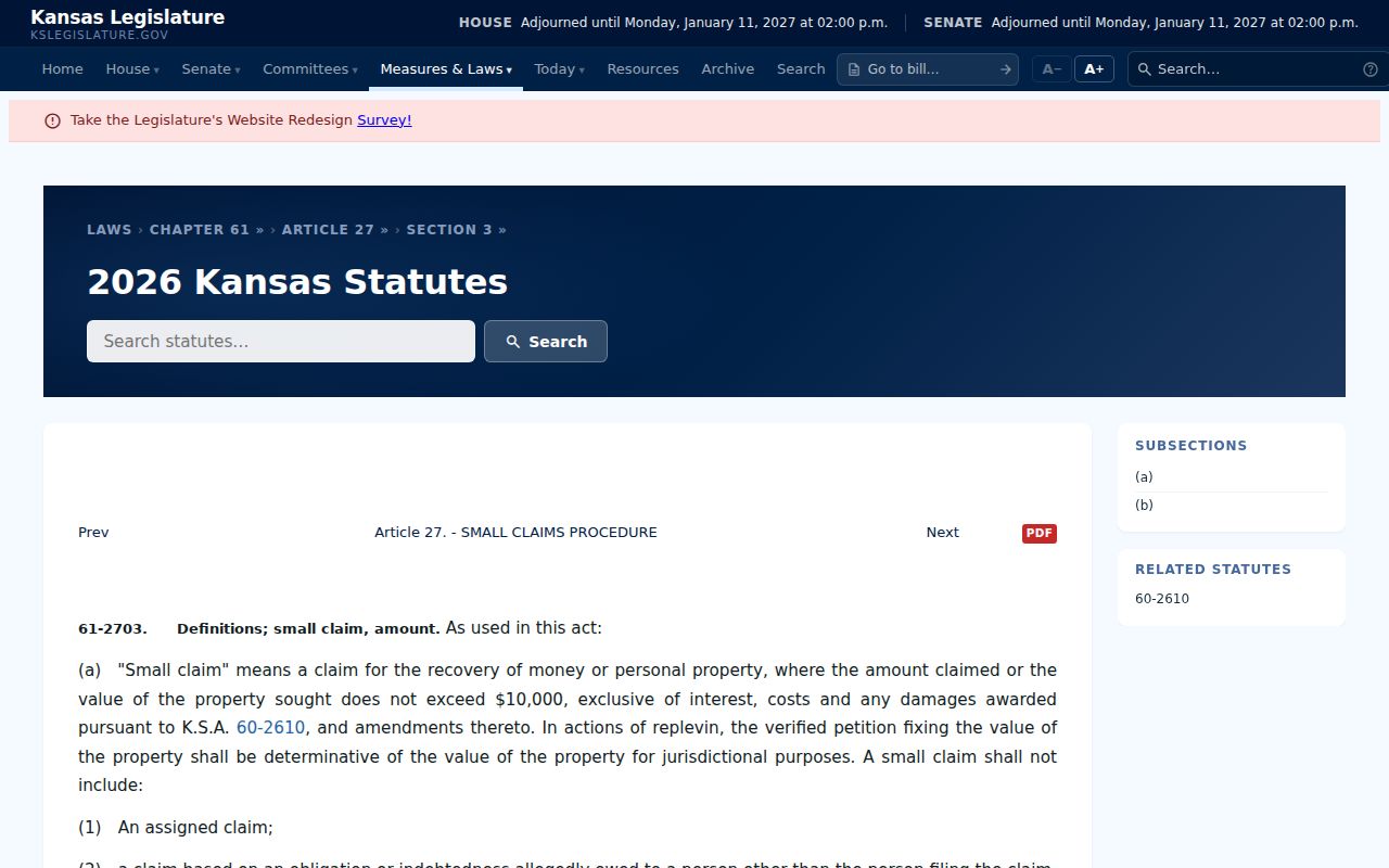 Republic County civil court docket small claims statute