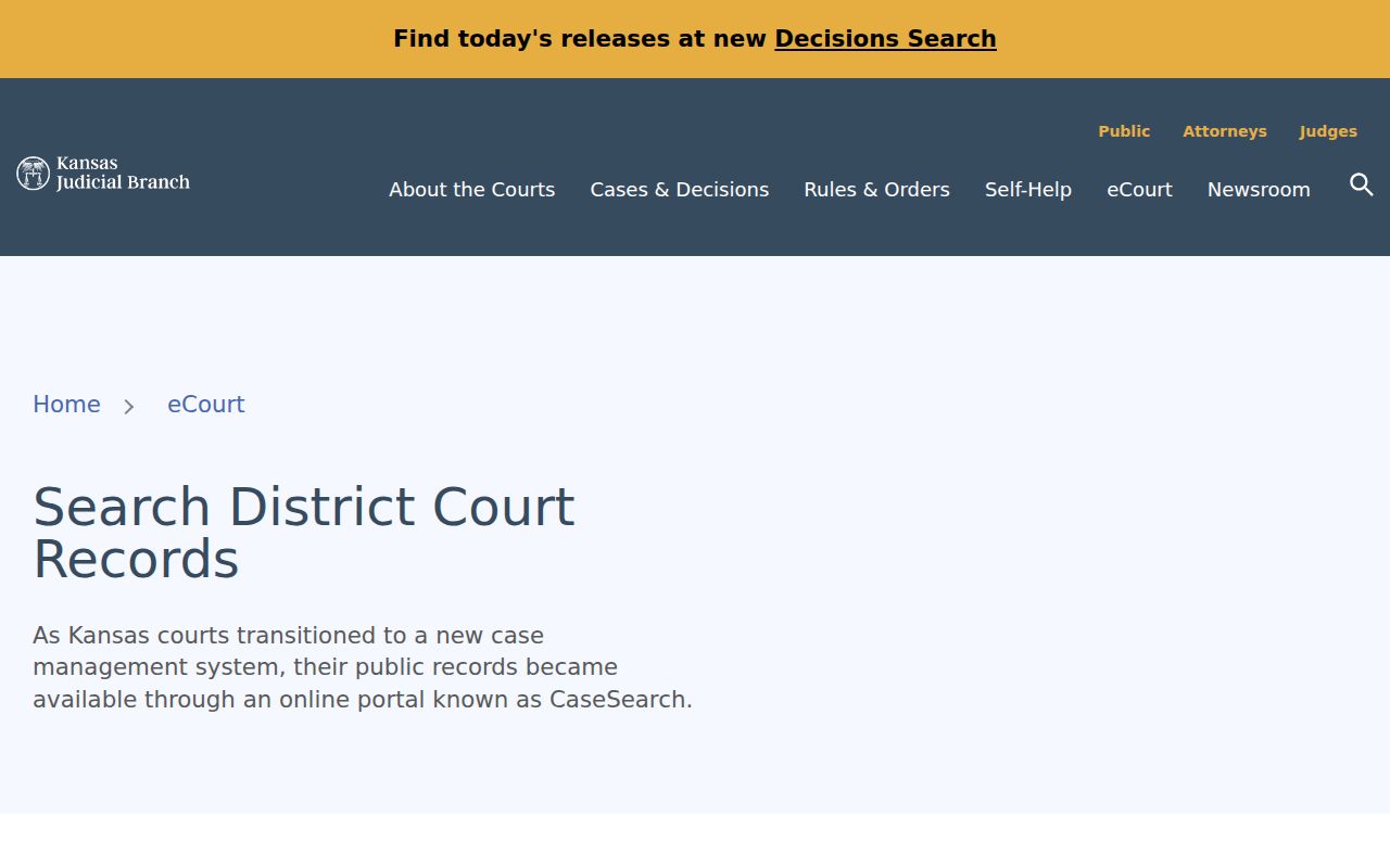 Kansas district court records and public access information