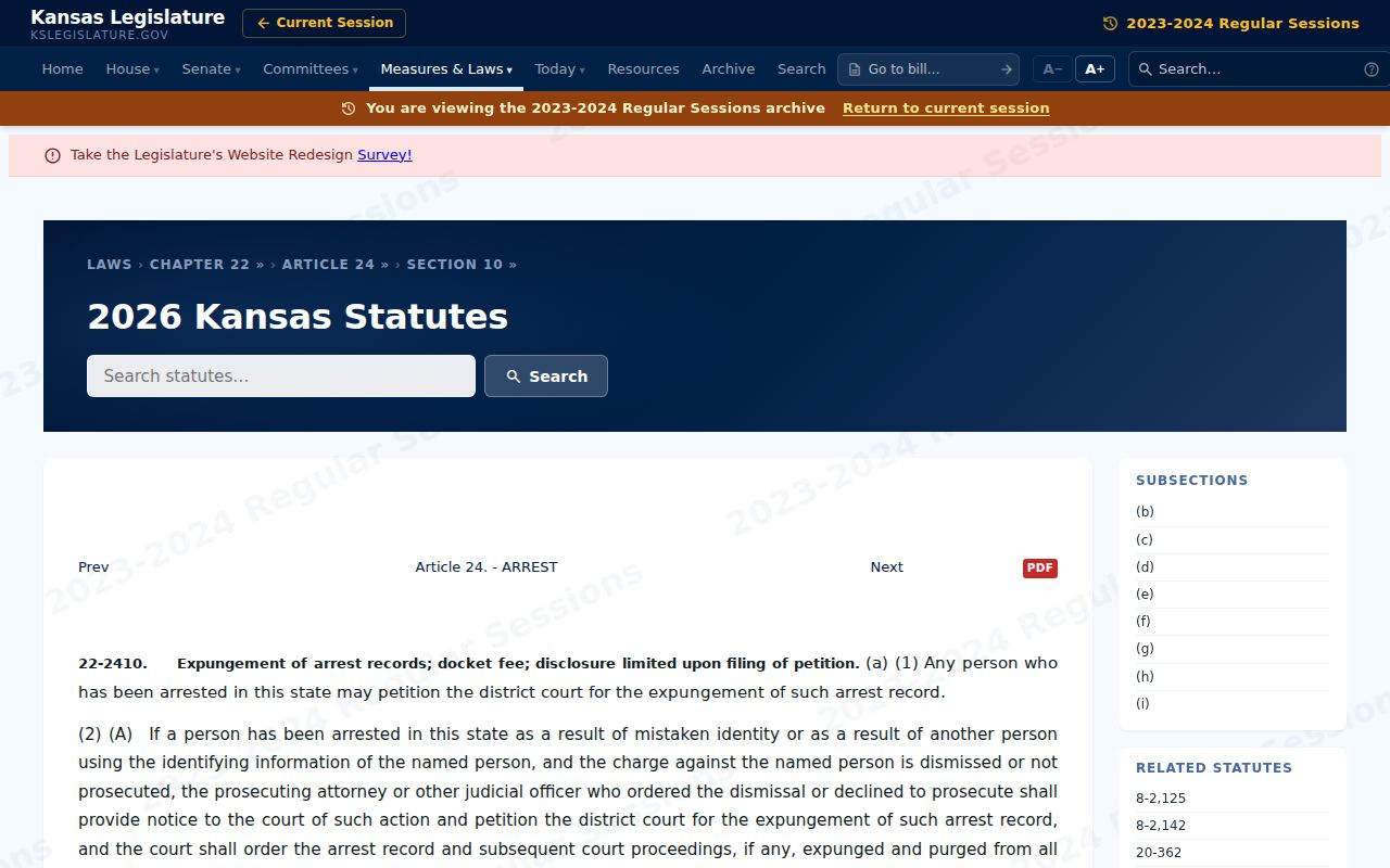 Republic County criminal court docket access under the Kansas expungement statute