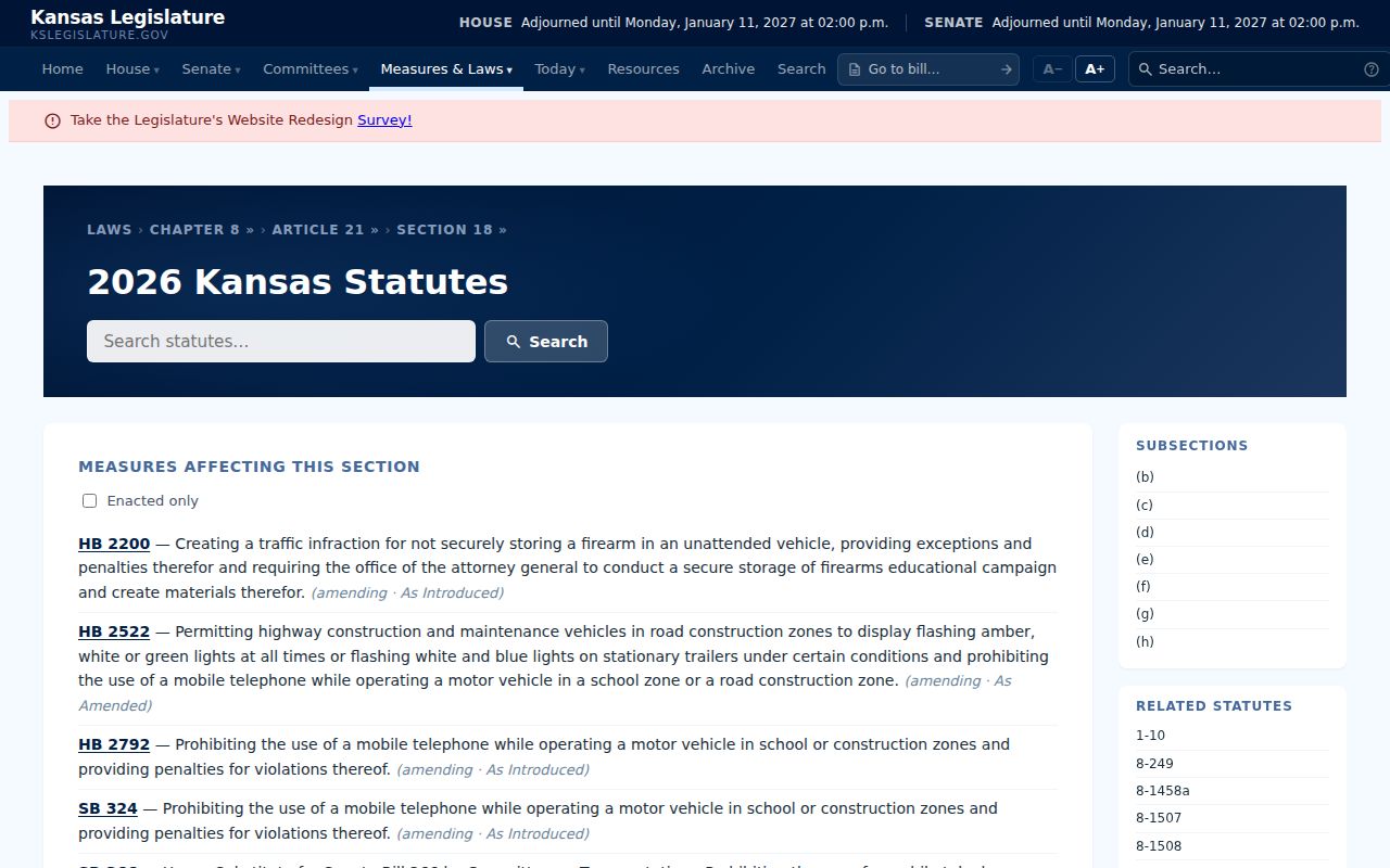 Kansas traffic infraction procedure and statutory fines